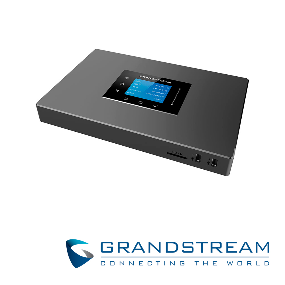 Imagen de CONMUTADOR IP GRANDSTREAM UCM6302A, SERIE AUDIO, 2 LINEAS (FXO), 2 FXS, 500 EXTENSIONES SIP, 75 LLAMADAS SIMULTANEAS, RUTEADOR, 3 GIGAETH, MULTICONFERENCIA AUDIO, VOICEMAIL, IVR, CODECS AUDIO, GABINETE PARA ESCRITORIO, POE, USB, SD, POE Y LCD CON BOTONES PARA MANTENIMIENTO