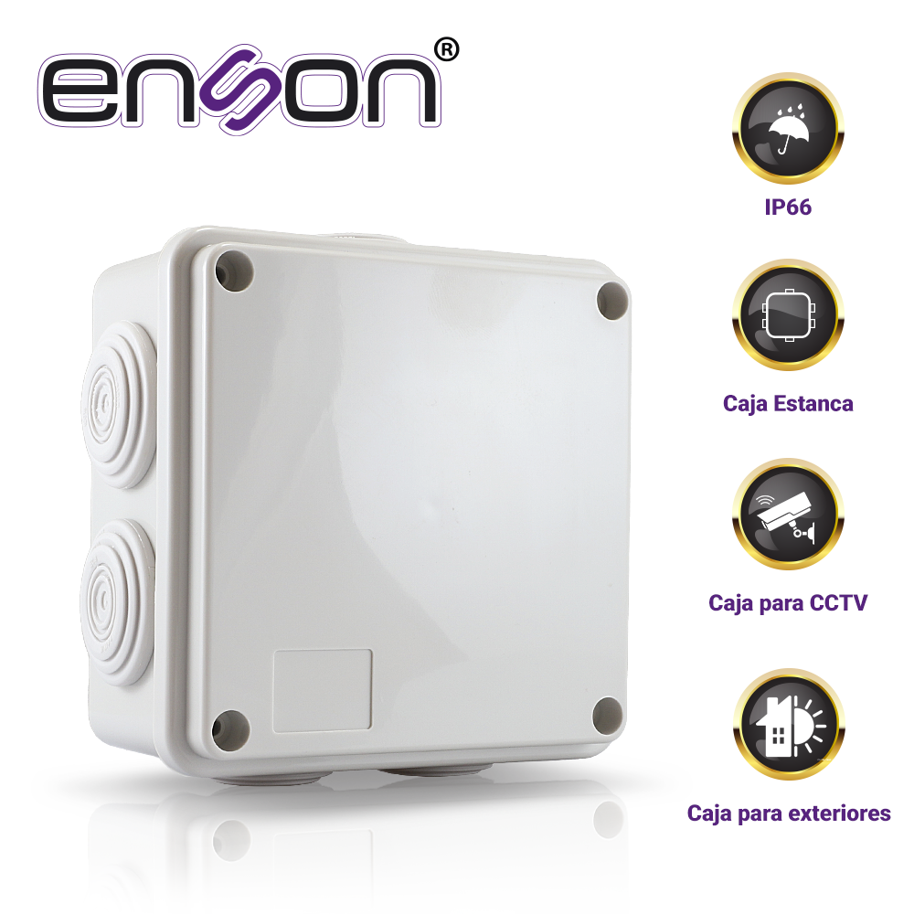 Imagen de CAJA DE PLASTICO ENSON ENS-PCB1010 100X100X50 MM CON SELLO DE GOMA GRADO DE PROTECCIÓN IP66 MULTIPLES CONEXIONES A TUBERIA DE 1 PULGADA