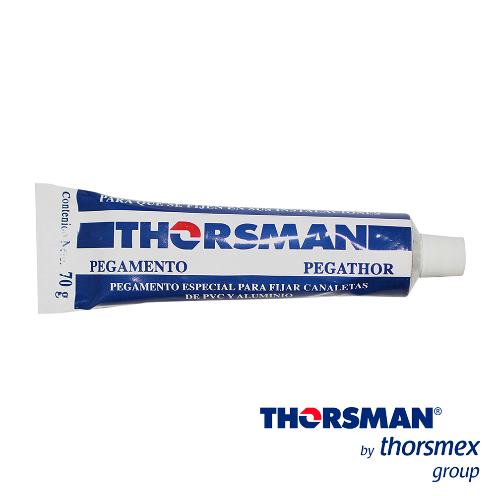 Imagen de PEGATHOR PARA CANALETAS THORSMAN 9999-88881 COLOR BLANCO,BLISTER DE 70 GRL,RENDIMIENTO: 3.5 M LINEALES CON UN CORDÓN DE 5MM (70 G), RESISTENCIA AL CALOR, INTEMPERIE, HUMEDAD Y AGUA