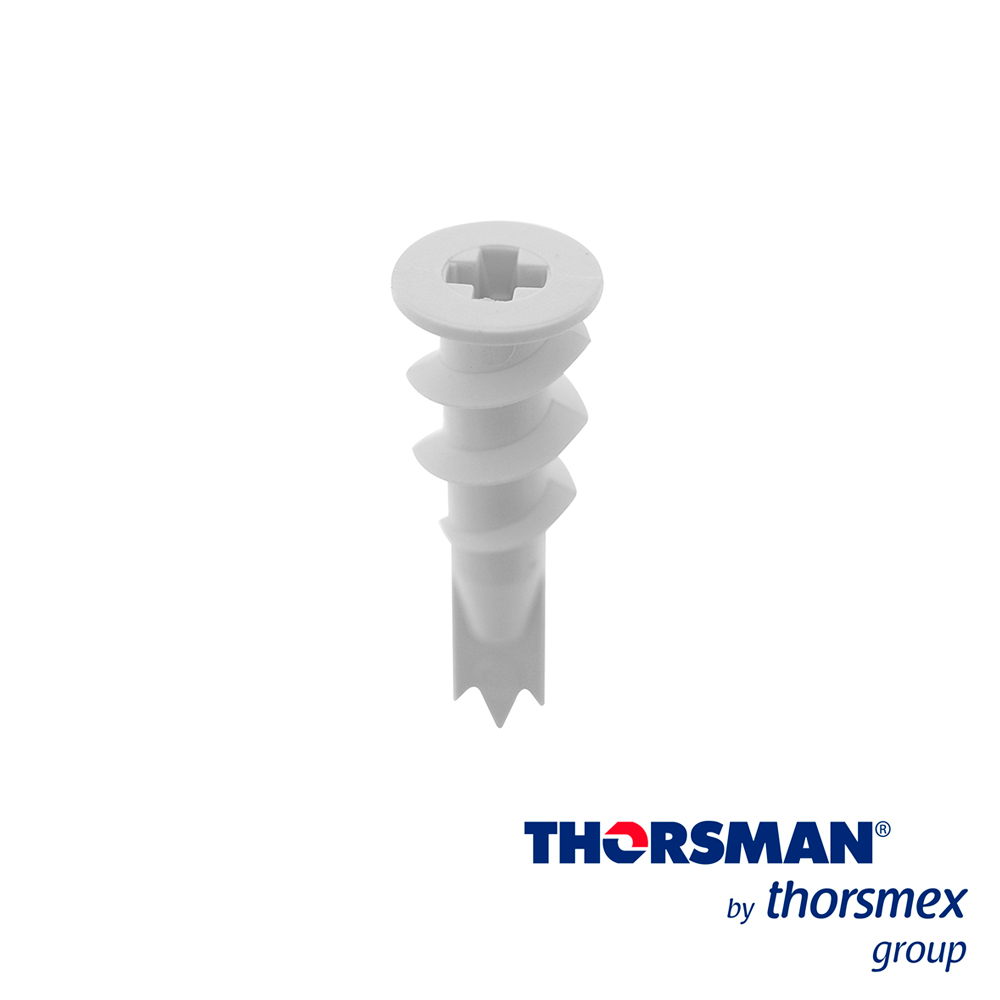 Imagen de TAQUETE TABLARROCA PERFORATHOR TPD 1301-01100, CAJA 100 PIEZAS, COLOR BLANCO, NO SE REQUIERE TALADRAR EL MURO, RESISTENCIA AL IMPACTO, ELABORADO CON POLIAMIDA (NYLON NO. 6 CON FIBRA), TAQUETE ESPECIAL PARA TABLAROCA FALSO PLAFÓN Y MUROS FALSOS