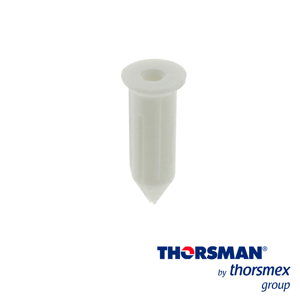 Imagen de CLAVITHOR THORSMAN TCP0 1206-01100 TAQUETE PARA FIJAR CON CLAVO 5/16pulg x 3/4pulg COLOR BLANCO, CAJA 100 PIEZA, ELABORADO CON POLIESTIRENO DE ALTO IMPACTO, FLEXIBLE, RESISTENTE AL IMPACTO, REALIZA UNA EXPANSIÓN, PARA USO EN INTERIORES