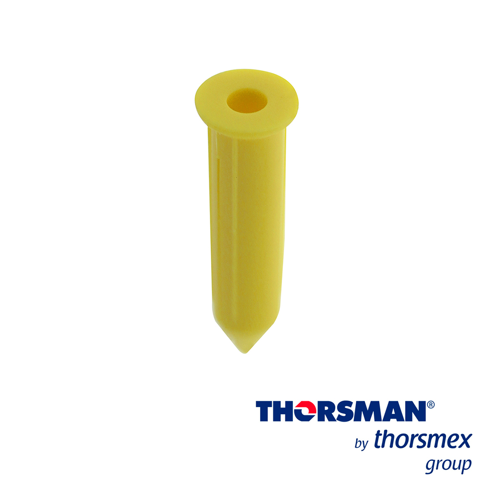 Imagen de CLAVITHOR THORSMAN TCP1 1207-02100 TAQUETE PARA FIJAR CON CLAVO 3/32pulg x 1pulg COLOR AMARILLO, CAJA 100 PIEZA, ELABORADO CON POLIESTIRENO DE ALTO IMPACTO, FLEXIBLE, RESISTENTE AL IMPACTO, REALIZA UNA EXPANSIÓN, PARA USO EN INTERIORES