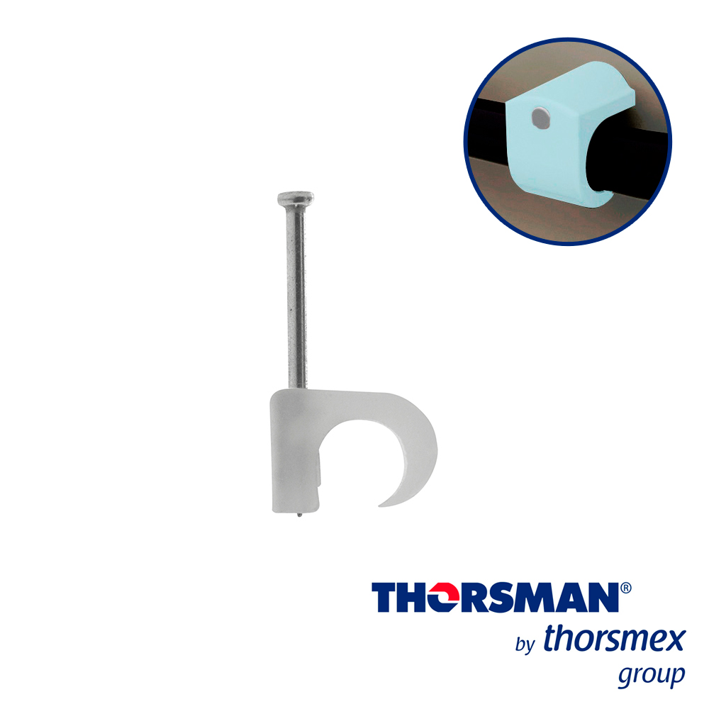 Imagen de GRAPAS SUJETHOR THORSMAN 3103-00100  TC 7-10  CAJA /100PZAS COLOR NATURAL, IDEAL PARA CABLE UTP Y CALIBRE 6 A 8 , CLAVO GALVANIZADO, GRAPA DE POLIETILENO, RESISTENTE AL IMPACTO, CORROSIÓN Y  HUMEDAD