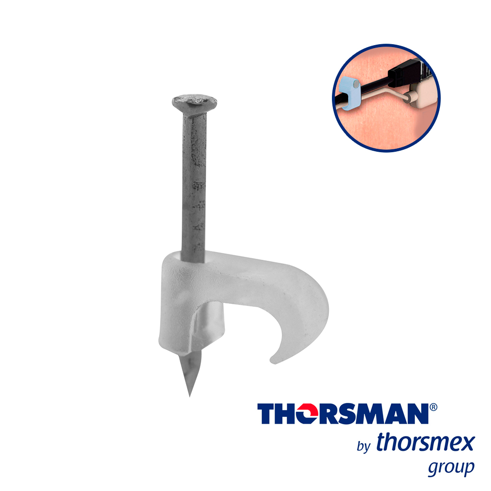 Imagen de GRAPAS SUJETHOR PLANO THORSMAN 3209-00100  TC5X8  CAJA /100PZAS COLOR NATURAL, IDEAL PARA CABLES CALIBRE 16, CLAVO GALVANIZADO, GRAPA DE POLIETILENO, RESISTENTE AL IMPACTO, CORROSIÓN, HUMEDAD Y CLIMAS EXTREMOS