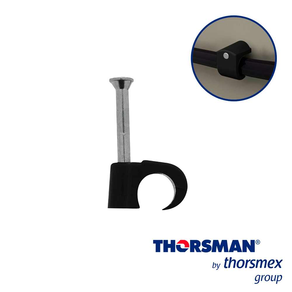 Imagen de GRAPAS REFORZADA SUJETHOR THORSMAN 3103-00300 TC 7-10 Rc 3/4pulg CAJA /100PZAS NEGRO, IDEAL PARA CABLE UTP, CLAVO GALVANIZADO, GRAPA DE POLIETILENO, RESISTENTE AL IMPACTO, CORROSIÓN, HUMEDAD Y CLIMAS EXTREMOS