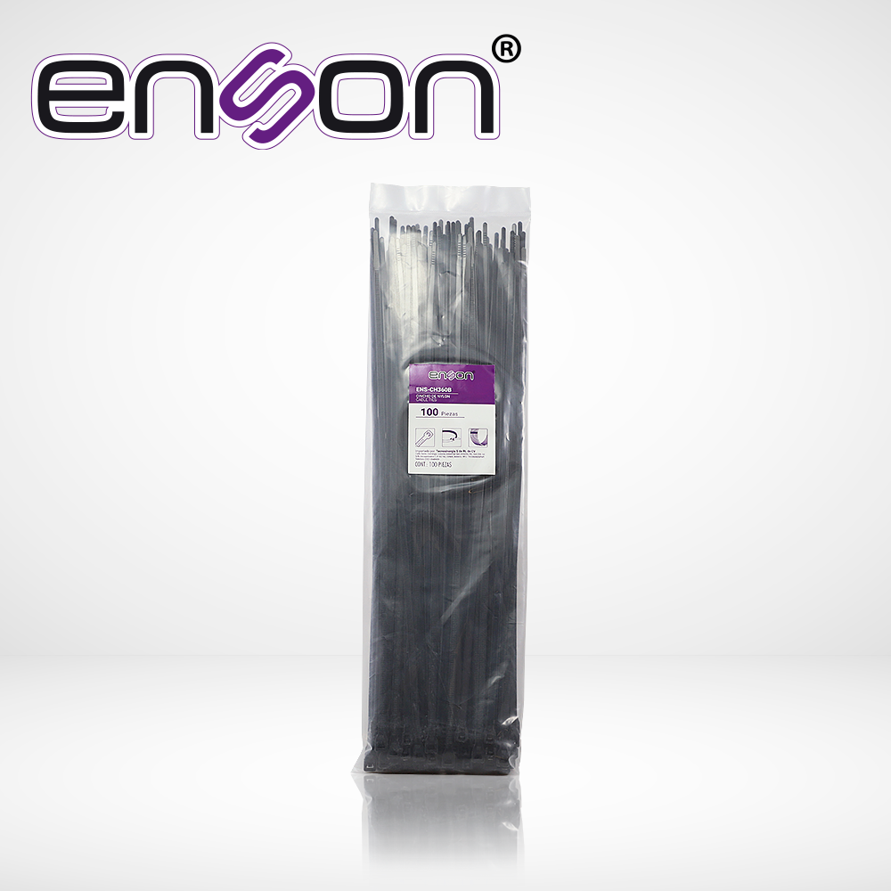 Imagen de CINCHO DE NYLON ENSON ENS-CH360B COLOR NEGRO DE 4.8 X 360MM DE LONGITUD FUERZA DE TENSIÓN DE HASTA 22 KGS