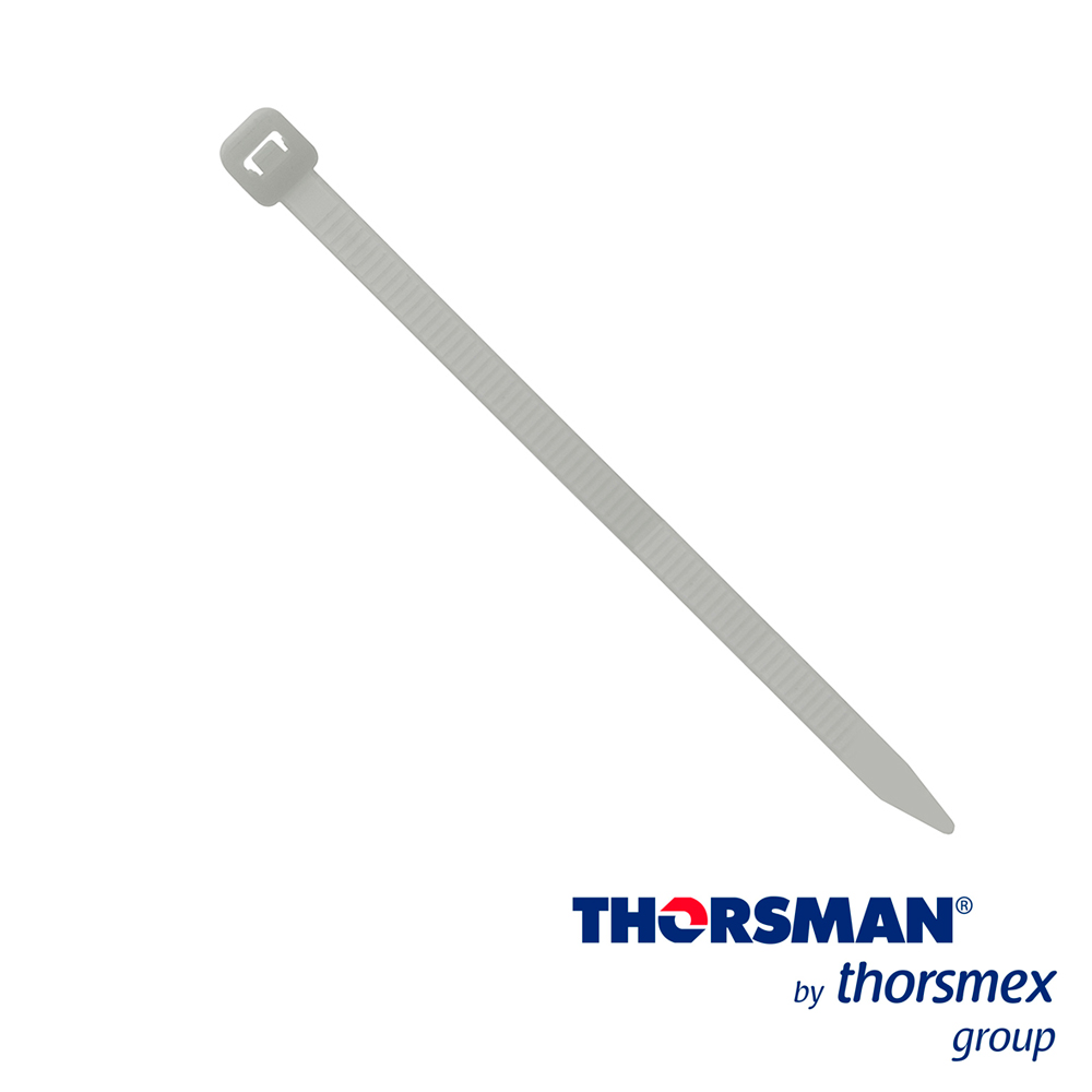 Imagen de CINCHO NYLON TH-100 THORSMAN 4200-01000 COLOR NATURAL A 2.5MM- L 100MM BOLSA/100PZS DIAMETRO MAXIMO CAPACIDAD DE ATADO 22mm, FABRICADO EN POLIAMIDA (Nylon 66), GRADO DE FLAMABILIDAD UL 94 V-2, TENSIÓN 8 (KG) IDEAL PARA DUCTOS Y CABLES