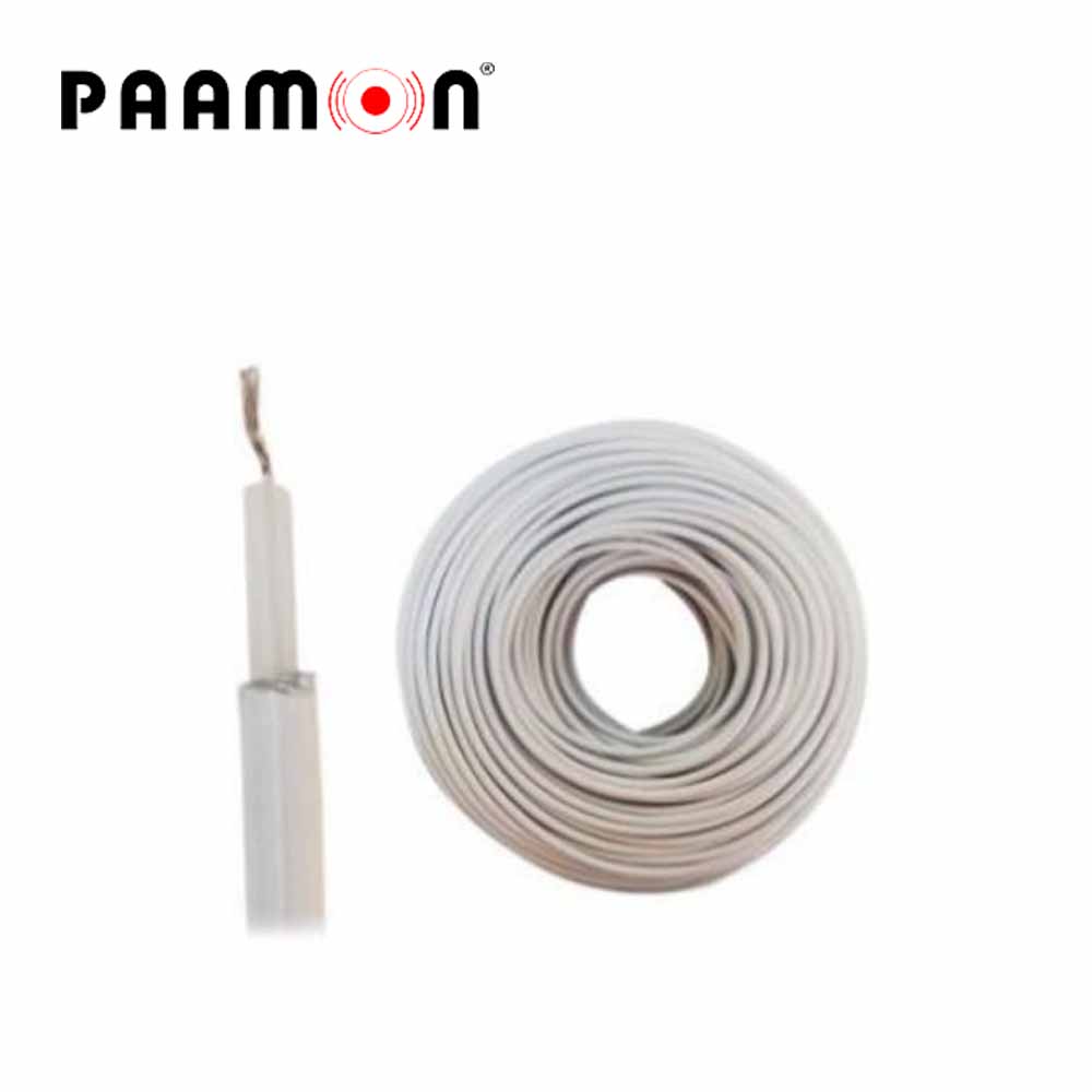 Imagen de CABLE DOBLE AISLADO COLOR BLANCO / CAB-DOBLE AISLADO -WP-100M PAAMON / CAPA AISLANTE DE POLIETILENO CONDUCTOR 22AWG DE ALEACIÓN DE ALUMINIO PARA EXTERIOR SOPORTA HASTA 18,000 VOLTS ROLLO DE 100 METROS IDEAL PARA CERCA ELÉCTRICA