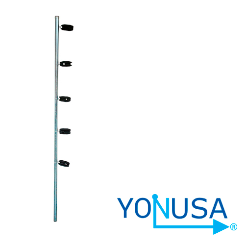 Imagen de POSTE ESQUINA PREMIUM YONUSA CIRCULAR 1PULGADA DE DIÁMETRO PARA ESQUINA DE 1.20MTS GALVANIZADO CON 5 AISLADORES
