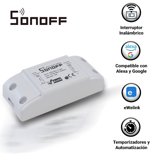 Imagen de INTERRUPTOR ON/OFF SONOFF BASIC R2 SMART INALAMBRICO WIFI PARA SOLUCION DE SMART HOME CON TEMPORIZADOR PARA IOS Y ANDROID COMPATIBLE CON ALEXA/GOOGLE HOME/NEST/IFTTT 1CH WIFI 2.4GHZ HASTA 10AMP // VERSIÓN NUEVA R2 //