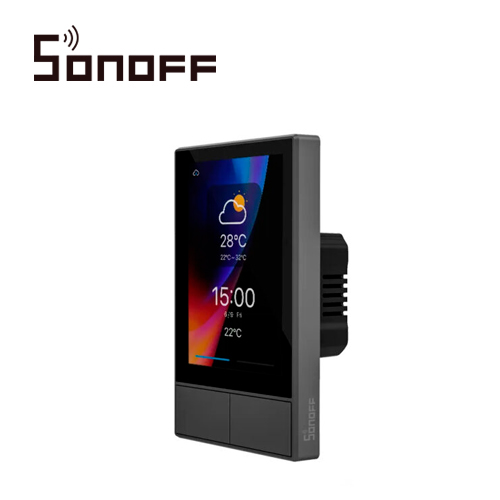 Imagen de APAGADOR INTELIGENTE DE 2 UNIDADES CON PANTALLA TACTIL WIFI 2.4 GHZ + BLUETOOTH SONOFF NSPANEL-US CAPAZ DE CONTROLAR HASTA 8 DISPOSITIVOS SONOFF O ESCENAS INTELIGENTES