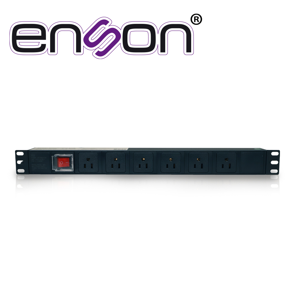 Imagen de BARRA MULTICONTACTOS PDU ENSON ENS-PDU6 HORIZONTAL 1UR BOTON DE ENCENDIDO Y APAGADO 6 CONTACTOS FRONTALES TIPO NEMA 5-15R VOLTAJE 110VCA 50/60HZ