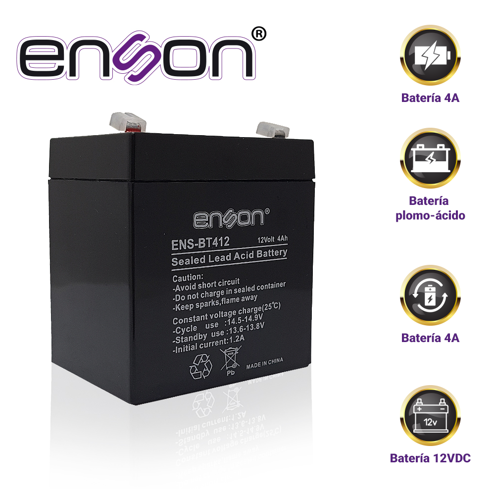 Imagen de BATERIA DE RESPALDO ENSON ENS-BT412 12VDC 4A BASE PLOMO-ACIDO PARA FUENTES DE PODER Y SISTEMAS DE RESPALDO