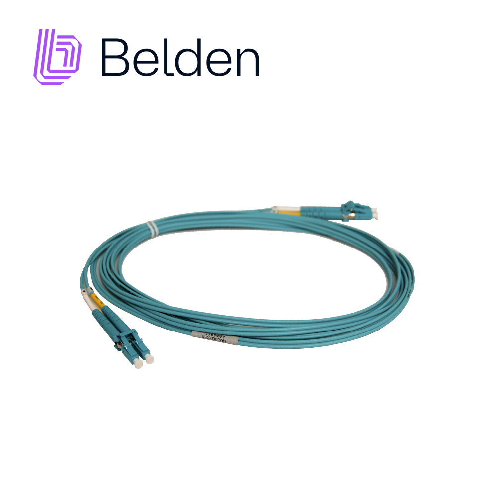 Imagen de JUMPER DE FIBRA OPTICA MULTIMODO BELDEN FP3LDLD003M / INTERIOR / AQUA / OM3 / LC DUPLEX - LC DUPLEX / 50/125 MICRAS / OFNR / 3 METROS