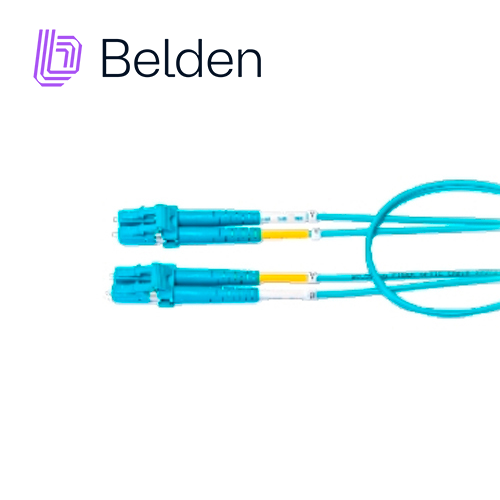 Imagen de JUMPER DE FIBRA OPTICA MULTIMODO BELDEN FP3LDLD002M / INTERIOR / AQUA / OM3 / LC DUPLEX - LC DUPLEX / 50/125 MICRAS / OFNR / 2 METROS