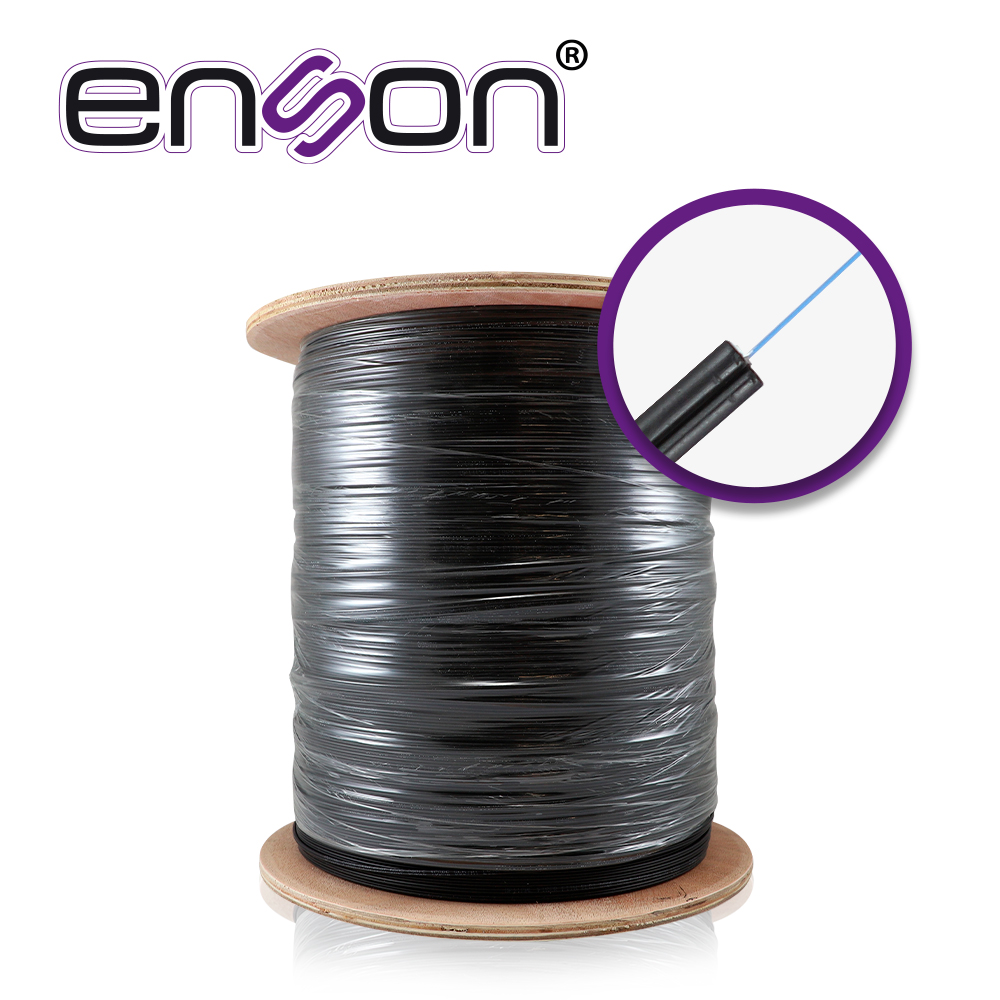 Imagen de CARRETE DE FIBRA ÓPTICA ENSON ENS-DF1COS2, DROP MONOMODO OS2 DE 1 HILO (9/125 MICRAS), INTERIOR/EXTERIOR, DIELÉCTRICA, FORRO NEGRO, 1000 METROS (1 KM)