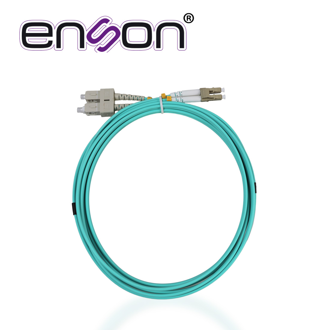 Imagen de JUMPER DE FIBRA OPTICA ENSON ENS-JUMPLCSC FORRO PVC COLOR AQUA TIPO DE FIBRA MULTIMODO OM3 50/125 MICRAS CONECTORES LC DUPLEX- SC DUPLEX LONGITUD 3 METROS USO INTERIOR