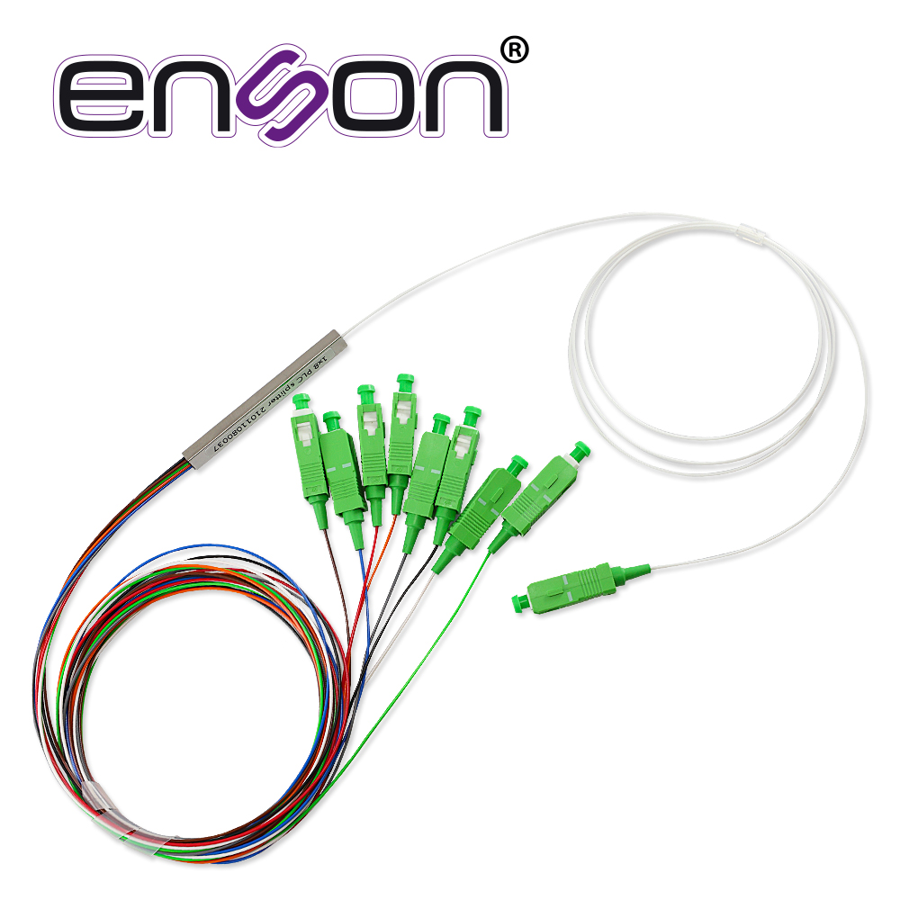 Imagen de SPLITTER PLC (DIVISOR OPTICO) ENSON ENS-PLC1X8 CON CONECTORES SC APC 1X8 FIBRA OPTICA MONOMODO